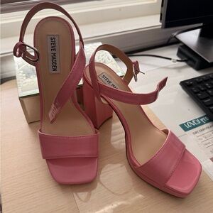 Steve Madden Pink Block Heel Sandals